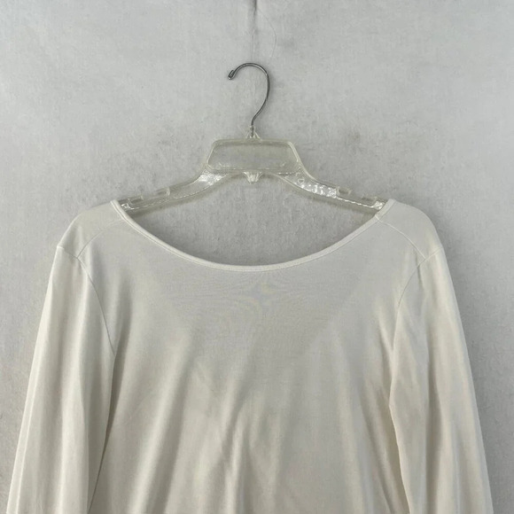 Athleta Shirt Women's Sz S Ivory Long Sleeve Twist Front Pullover V-neck Knotted - Picture 8 of 12